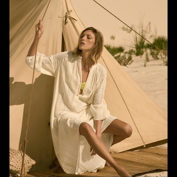 NWT ZARA OPENWORK EMBROIDERY MIDI DRESS - Picture 3 of 10